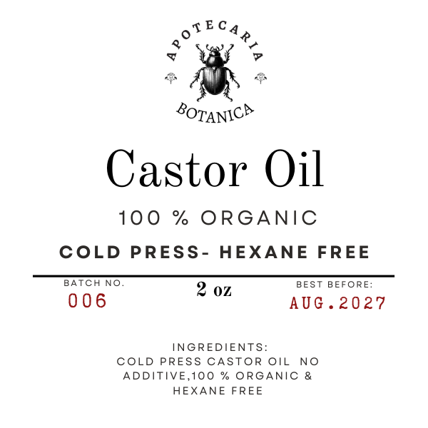 Castor Oil 100% Organic - Cold Pressed & Hexane Free 2 oz