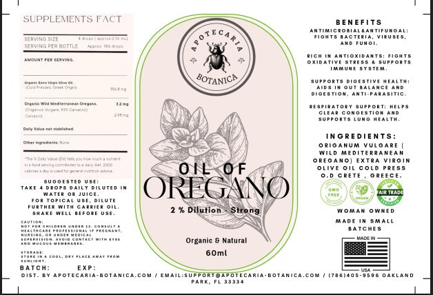 Oil of Oregano 2% Diluted - Strong 30 ml