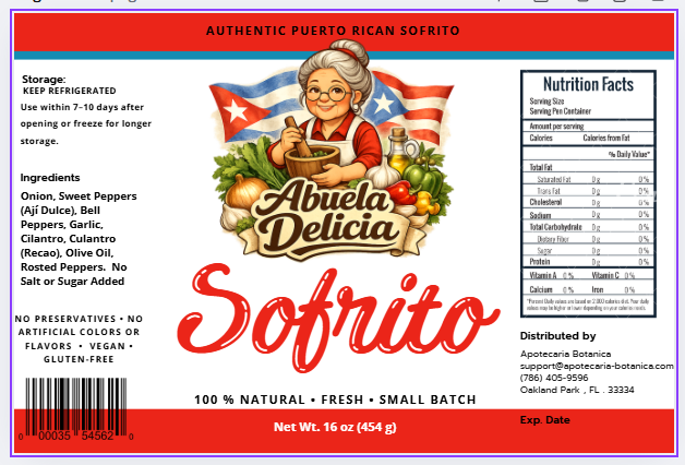 Abuela Delicia Authentic  Fresh Sofrito from Puerto Rico