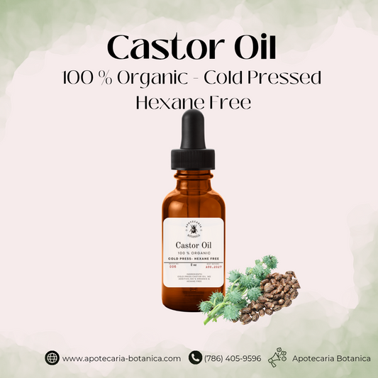 Castor Oil 100% Organic - Cold Pressed & Hexane Free 2 oz